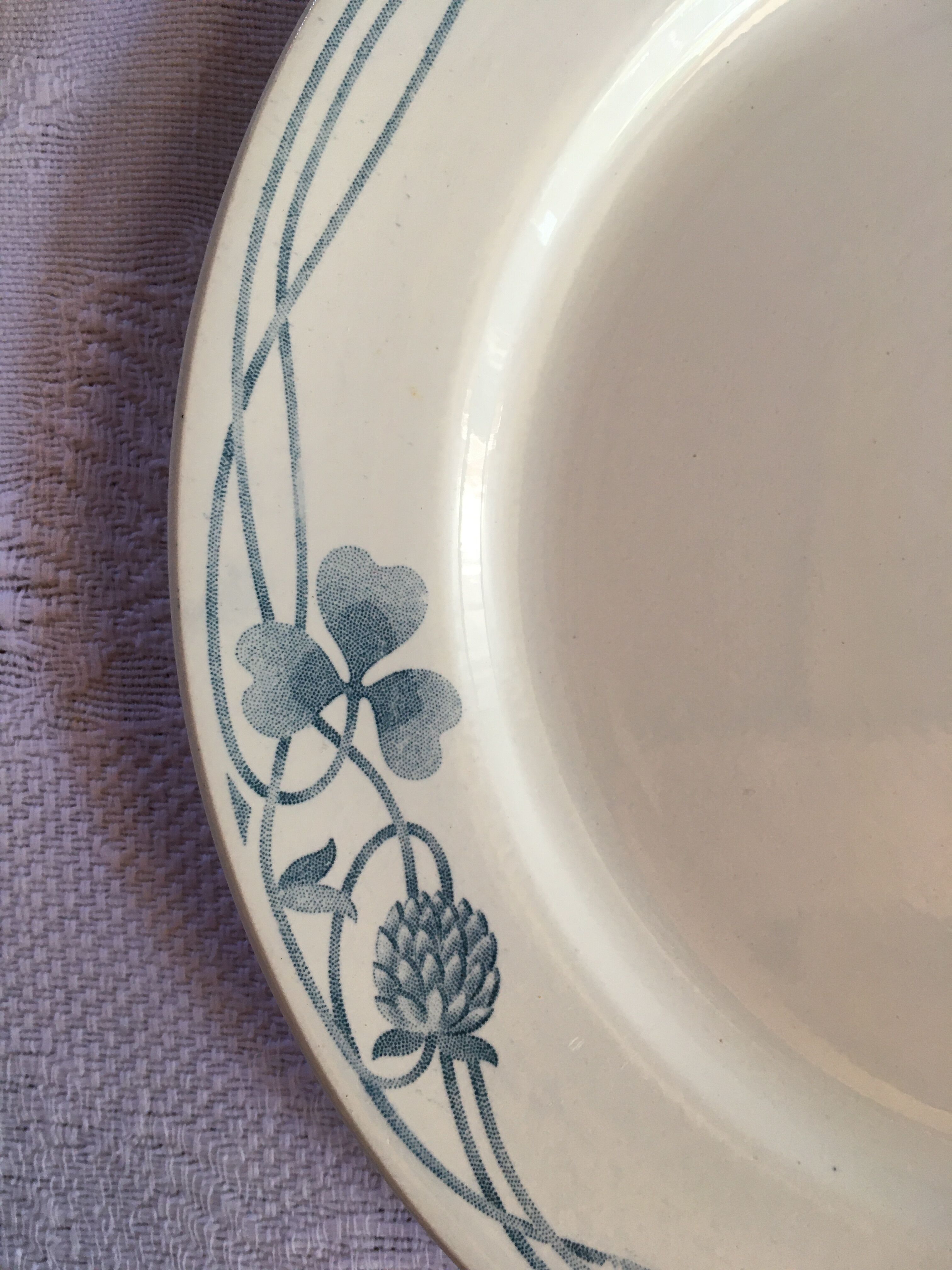 Set of 4 old plates with blue-green décor