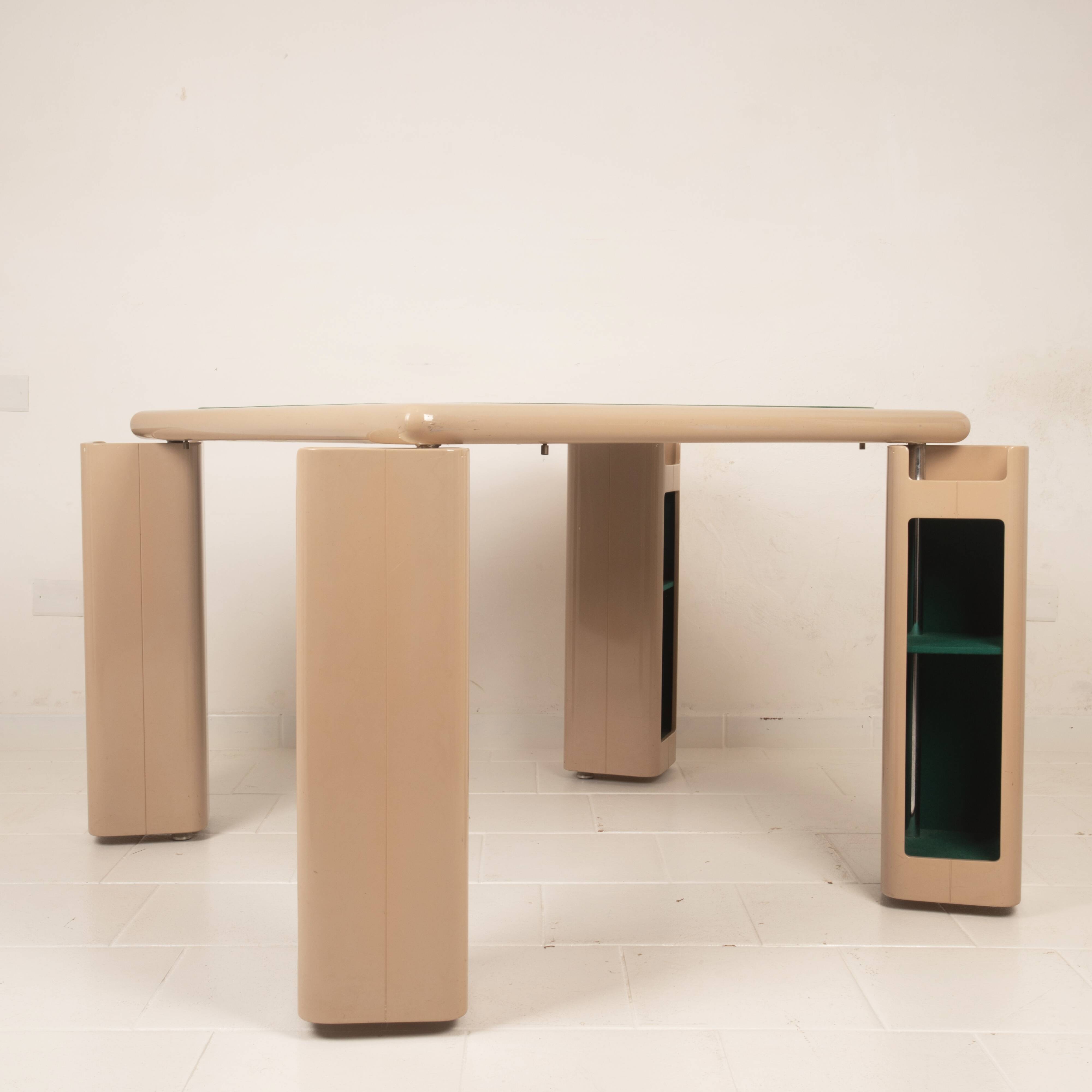 Pierluigi Molinari Lacquered Wood and Green Felt Game Table for Pozzi 1970