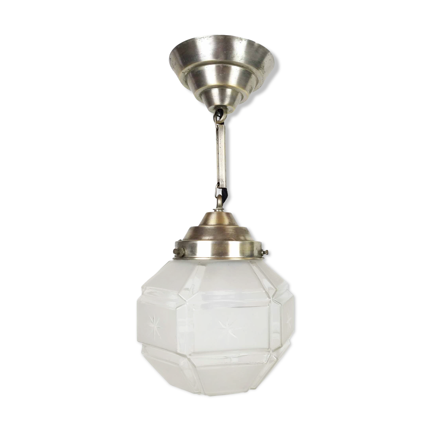 Ball art deco glass depoli hanging lamp