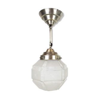 Suspension boule art deco en verre depoli