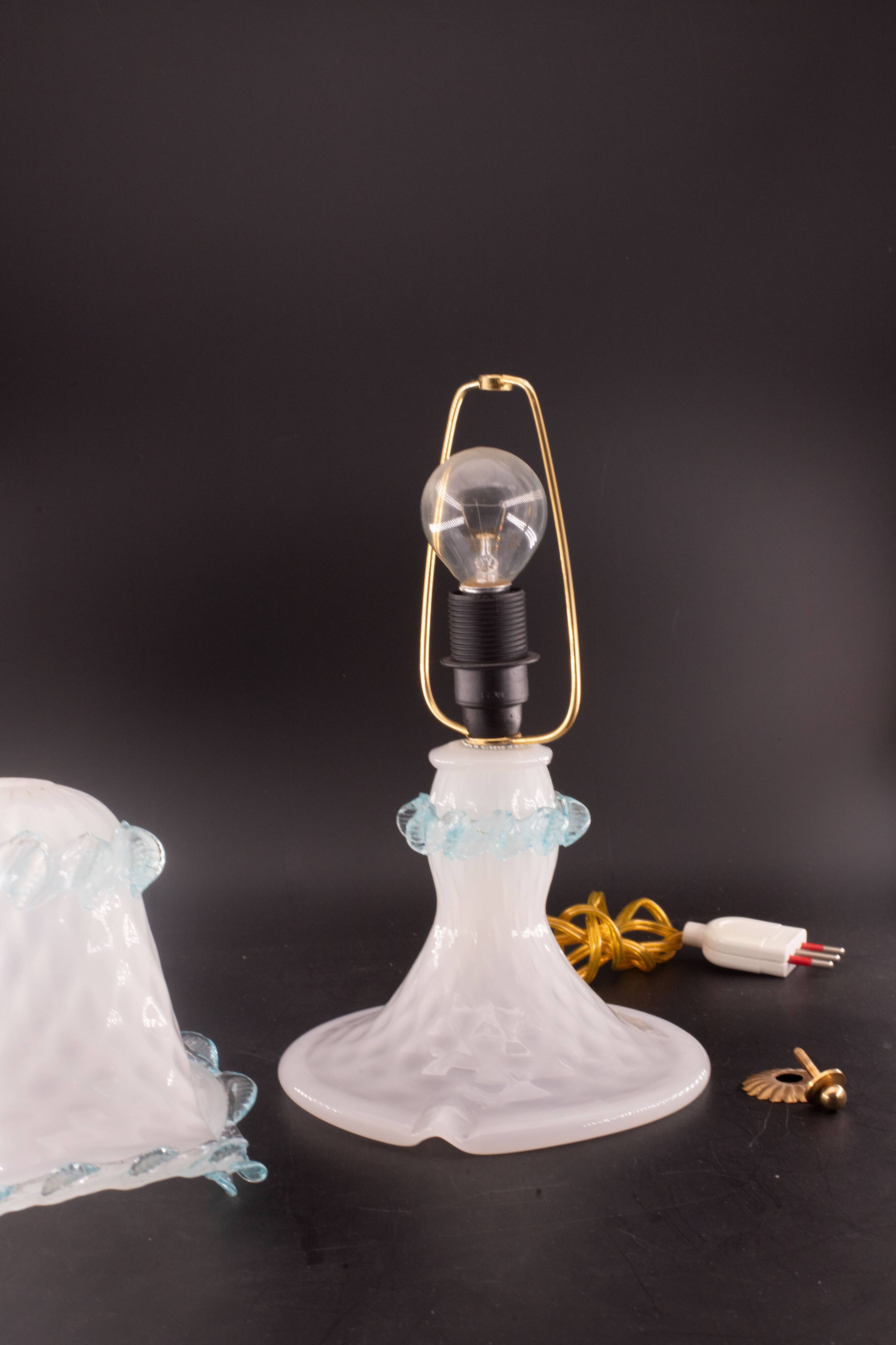 Petite Murano Blu and Trasparent Bubble Glass Table Lamps