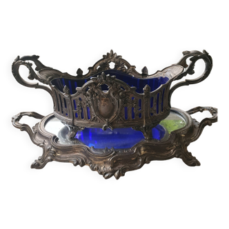 Jardinière ou coupe de fruit métal argenté