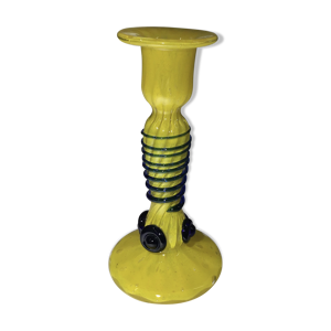 Soliflore jaune torsadé de verre