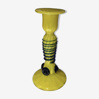 Yellow soliflore twisted with blue glass from the 60s/70s