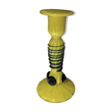 Soliflore jaune torsadé de verre bleu des années 60/70