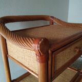 Double rattan bed and his pair of bedsides