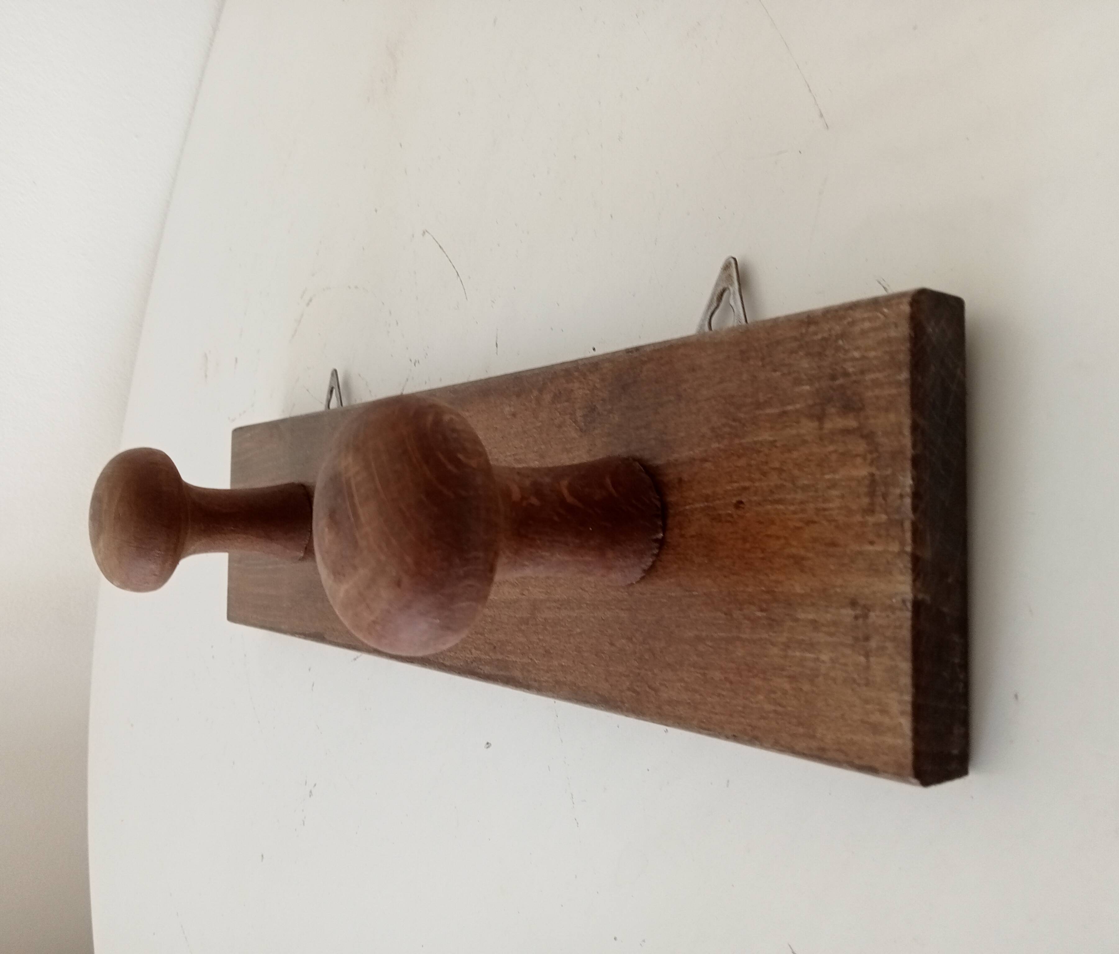 Vintage wooden wall coat rack