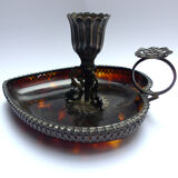 Scaled and silver table candle holder