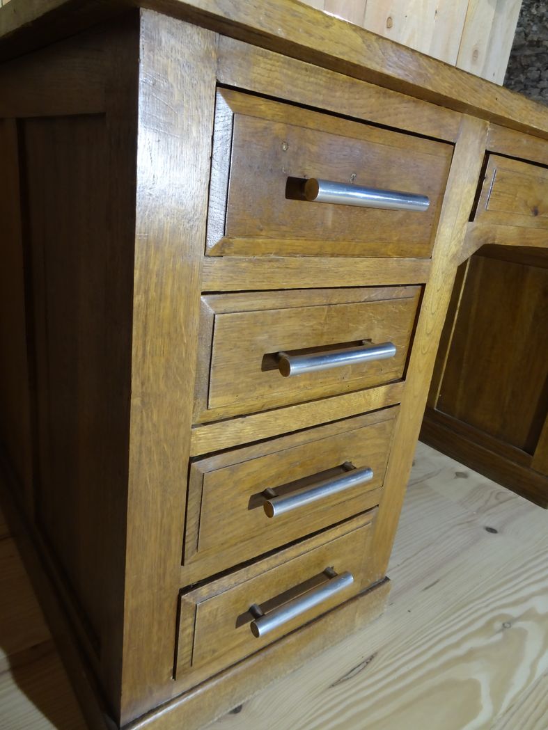 50s oak box desk, 150 x 80 cm