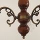 French Mid-Century 3-Light Wood and Bronzed Metal Chandelier with Glass Shades