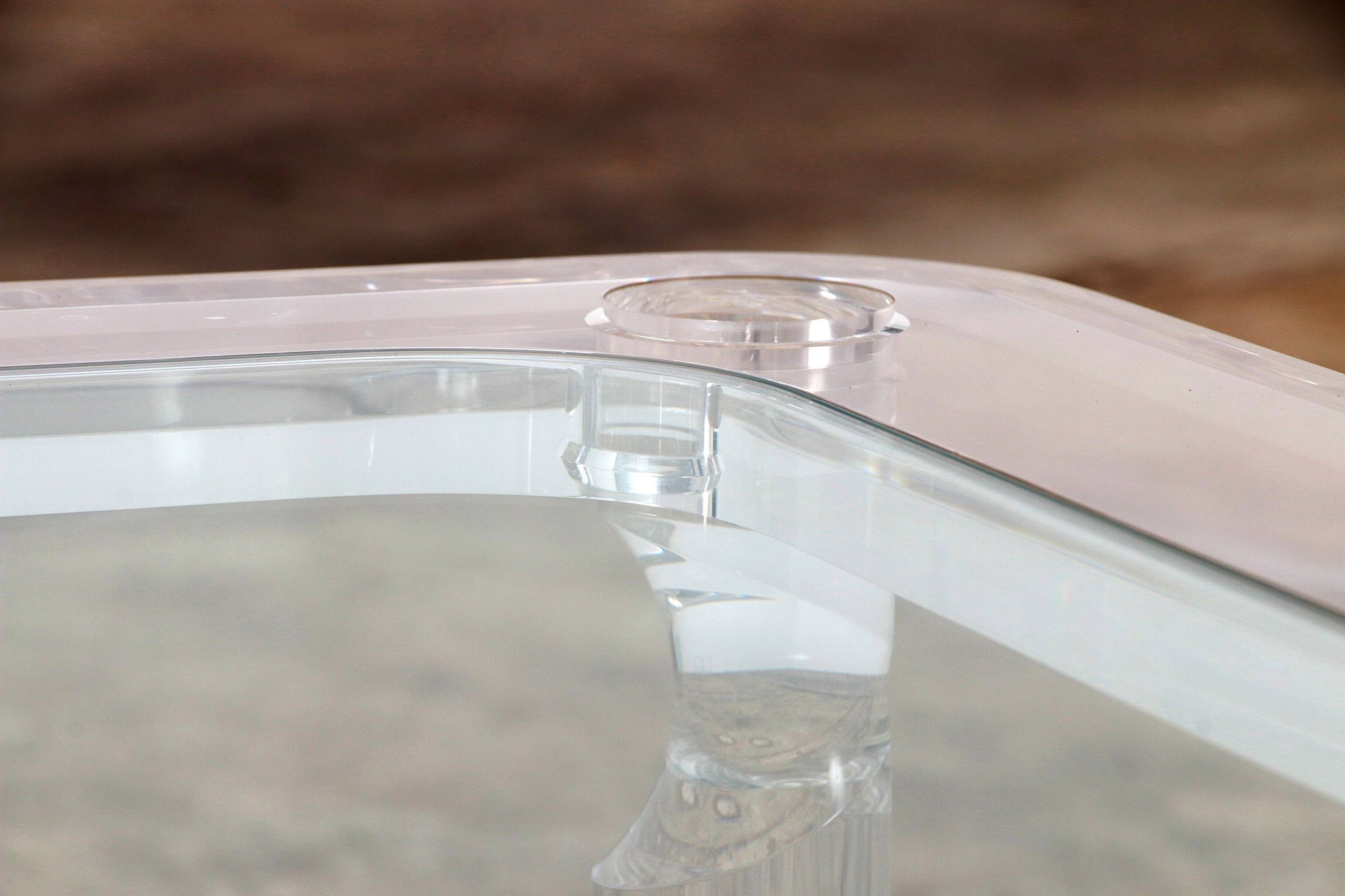 French Coffee Table Lucite and Glass Maison Romeo, 1970s