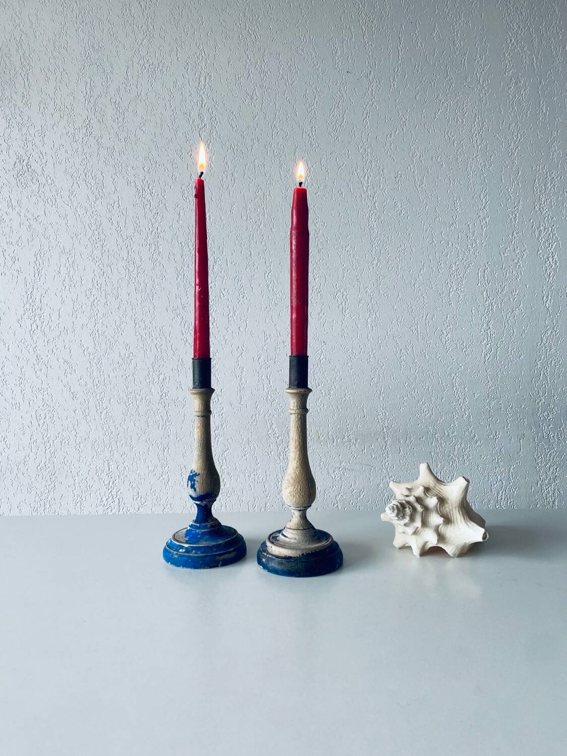 Pair of old patinated candlesticks