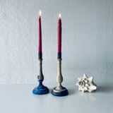Pair of old patinated candlesticks