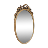 Miroir ovale doré style Louis XVI des années 70 50x80cm