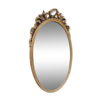 Golden oval mirror style Louis XVI of the 70s 50x80cm