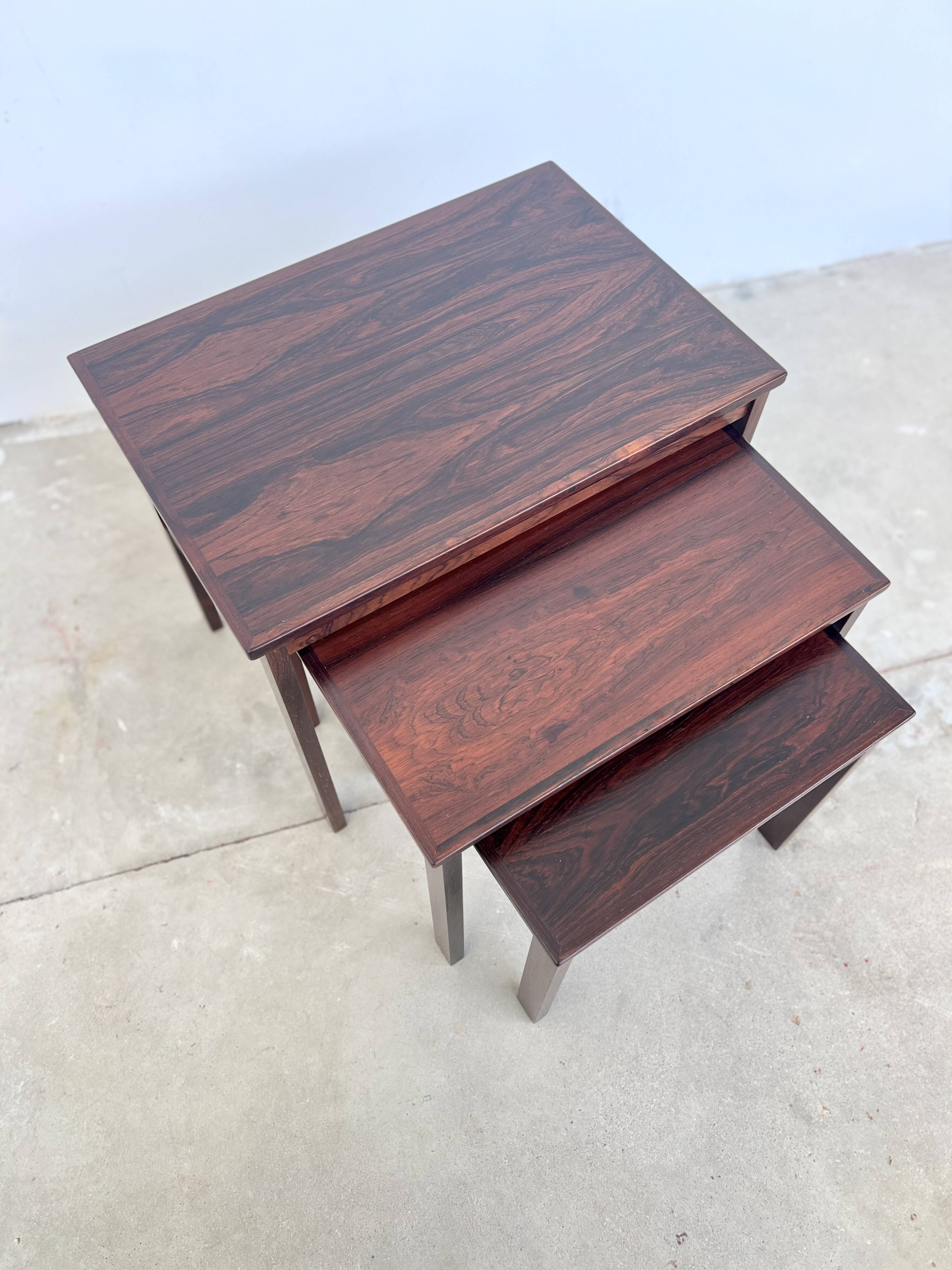 Nest of tables in rosewood, Denmark, 1960s.
