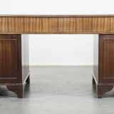 English style chesterfield desk with patina and a green leather top