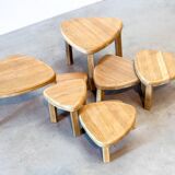 1970's oak nesting coffee table