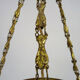 Art nouveau glass washbasin suspension, bronze structure with 3 lights