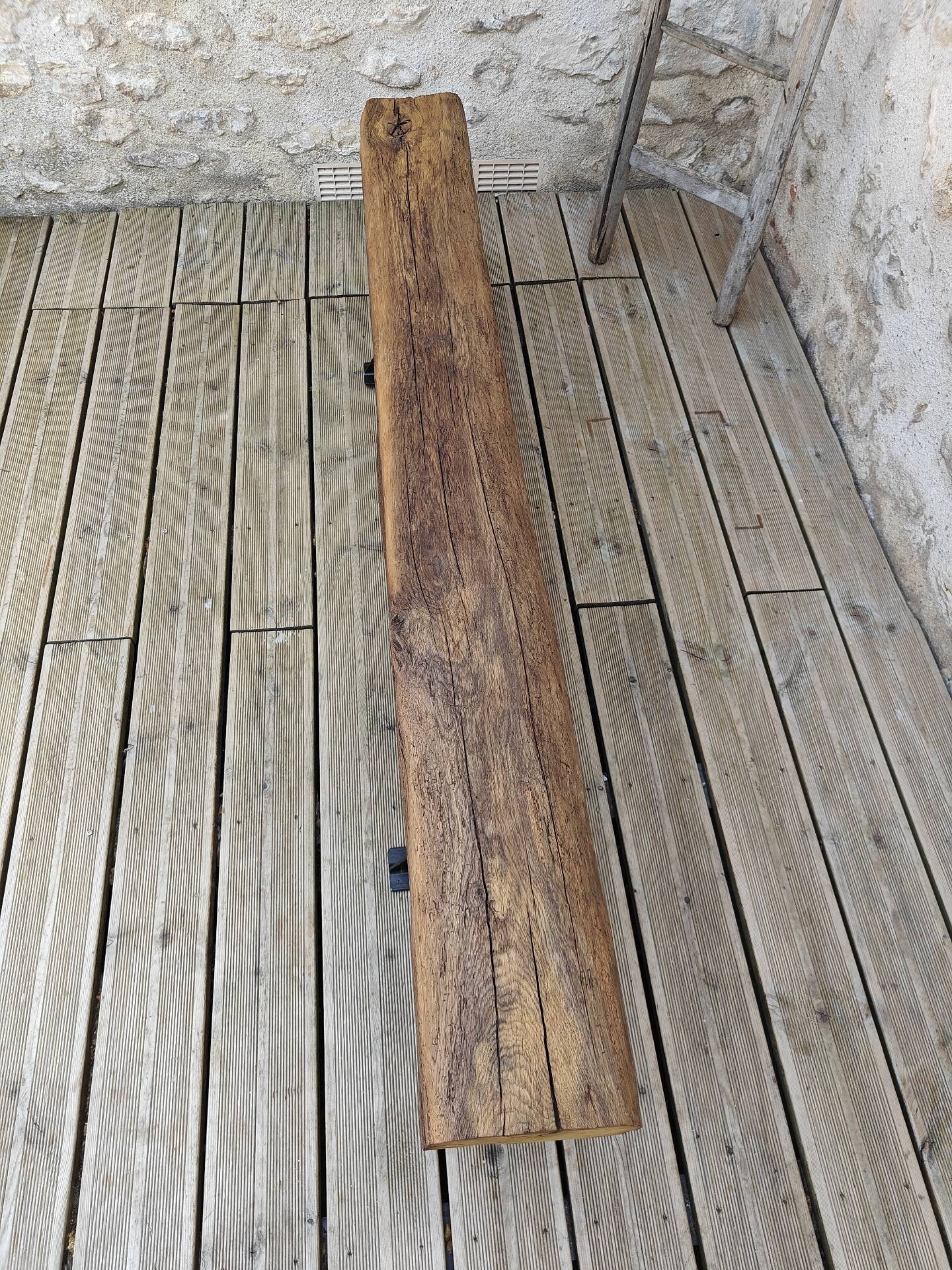 Brutalist oak bench