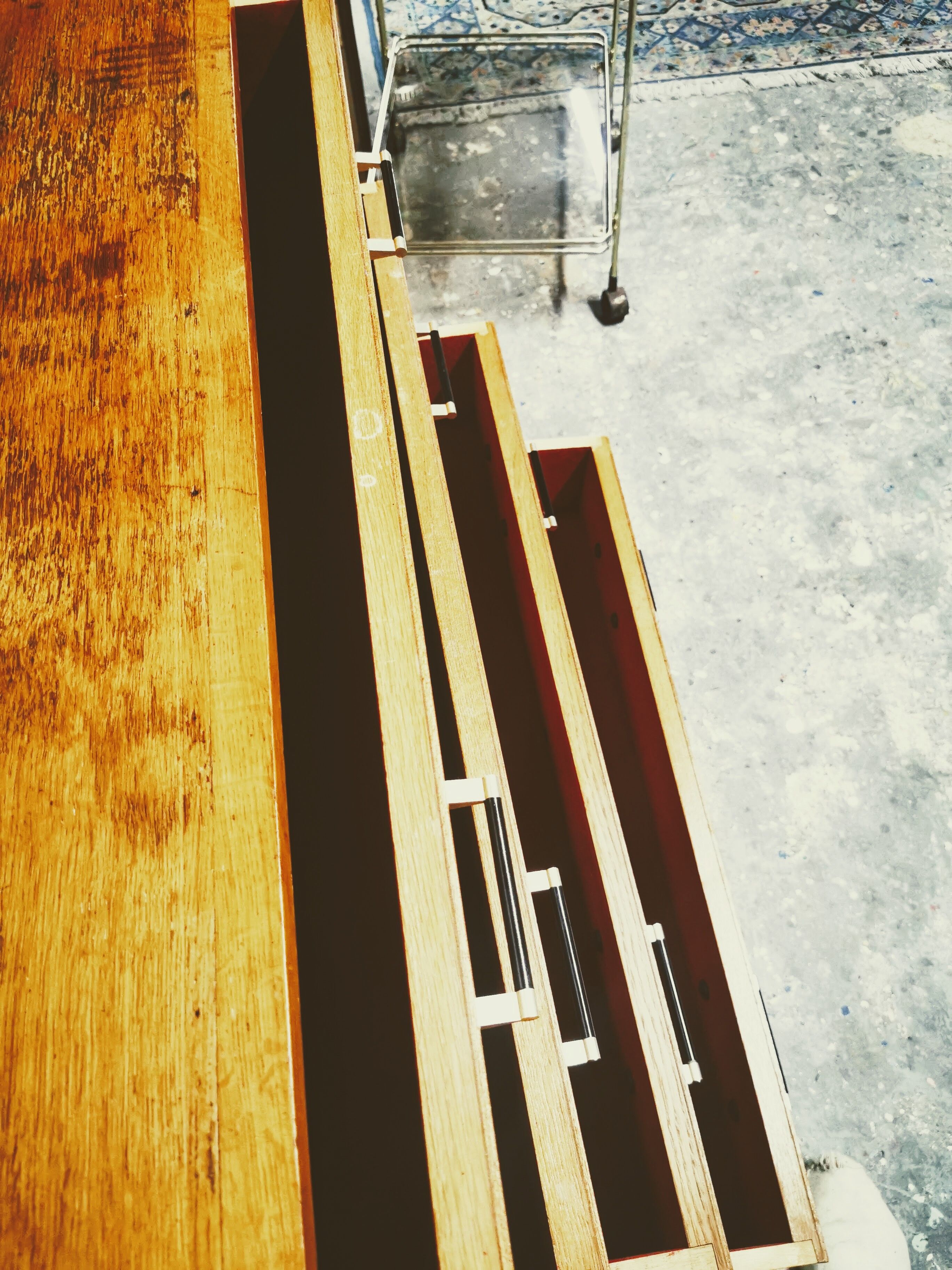 Vintage chest of drawers with compass feet