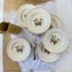 Set of 6 antique Badonviller earthenware soup plates with flowers and gilding
