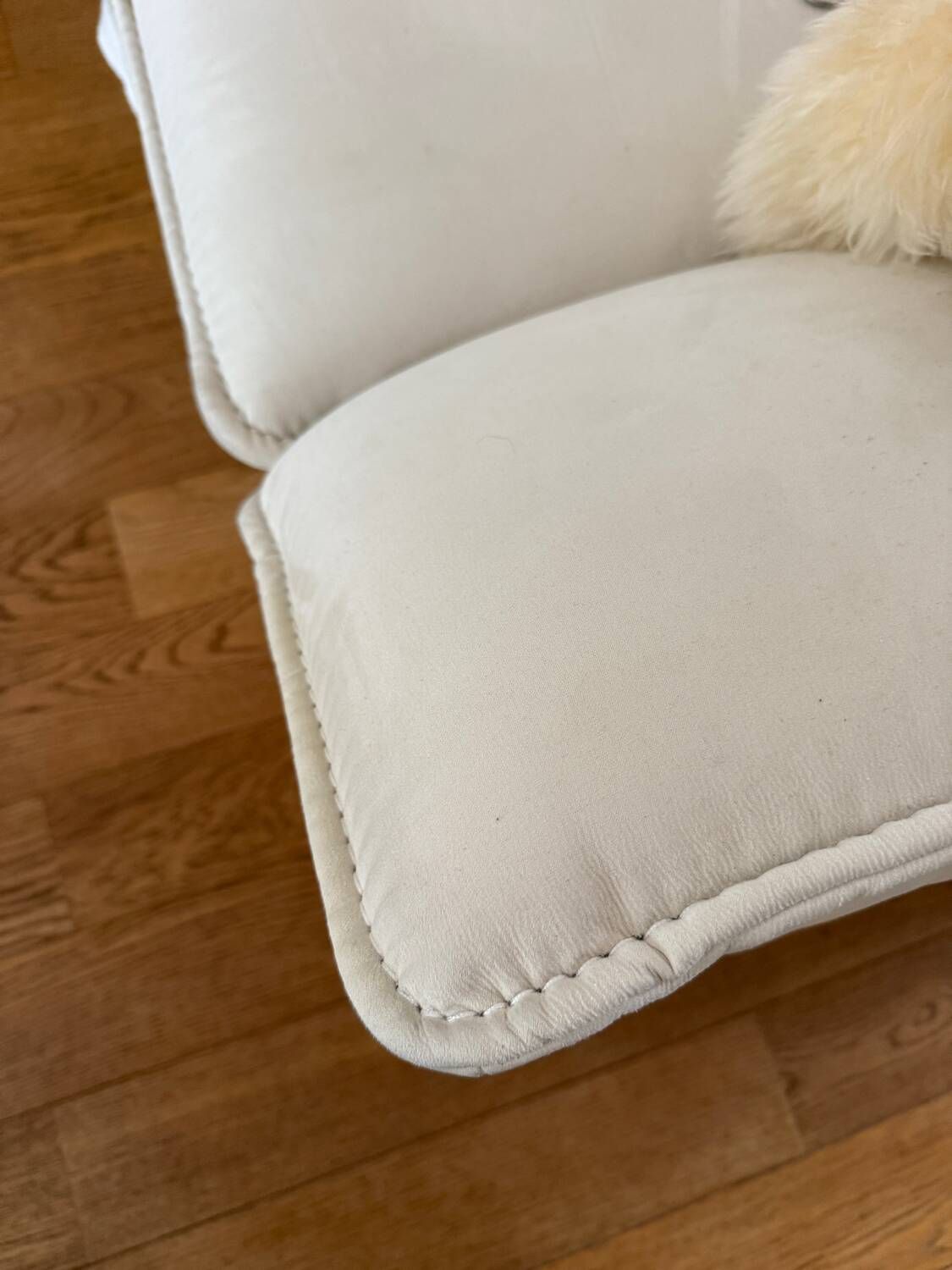 3-seater sofa in ecru nubuck finish, Mobilier de France