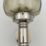 2 Sconces in nickel-plated brass and smoked glass, Scoliari style