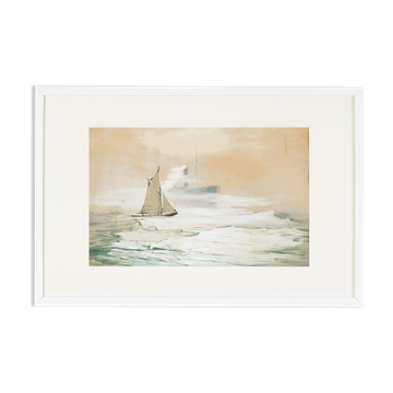 On the high seas, gouache on paper, 69 x 46cm