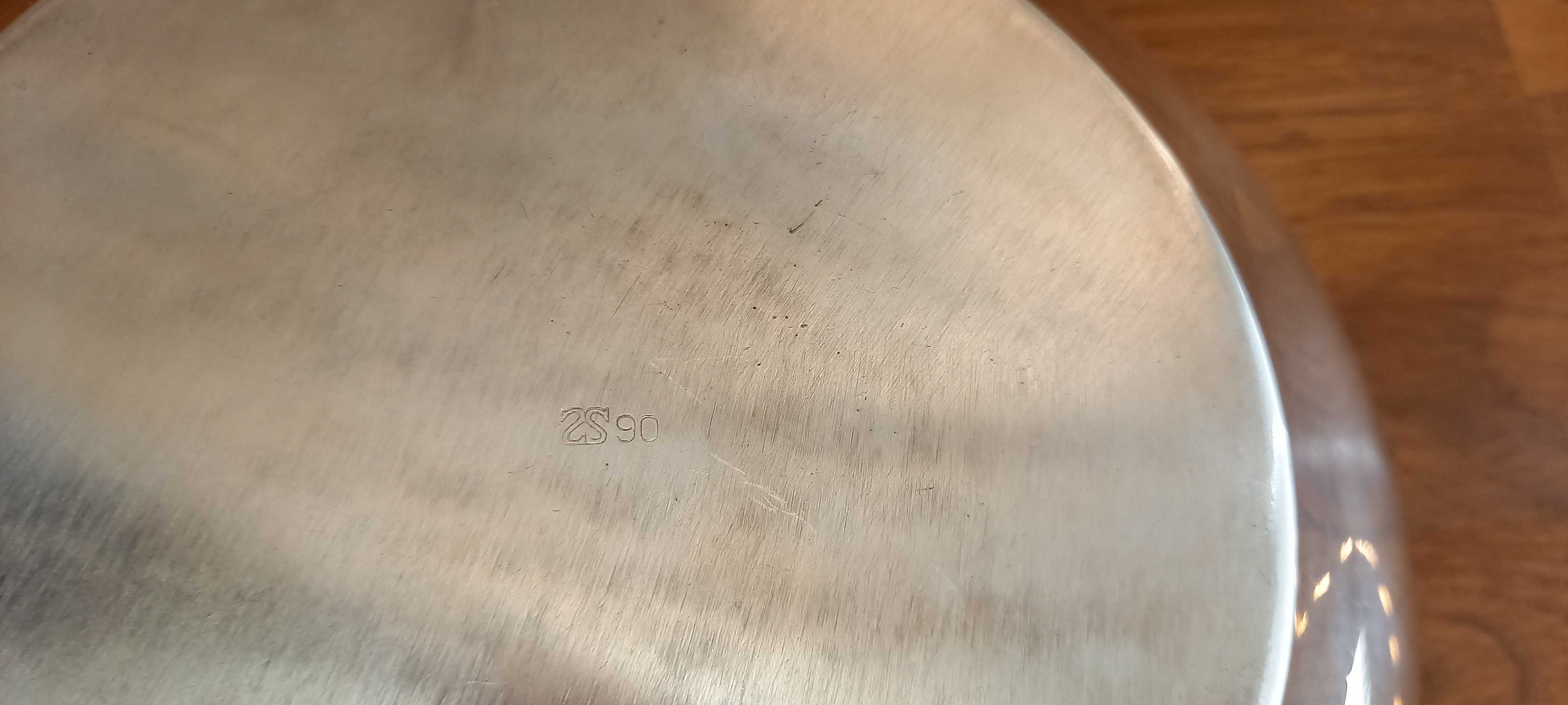 Silver metal bread basket openwork punched