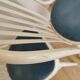 Lot de 4 chaises de salle à manger vintage en bois courbé blanc de style Ligna avec assise bleue
