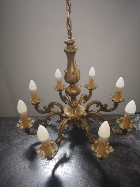 Old chandelier 8 fires / 8 branches gilded bronze Louis XVI TBE