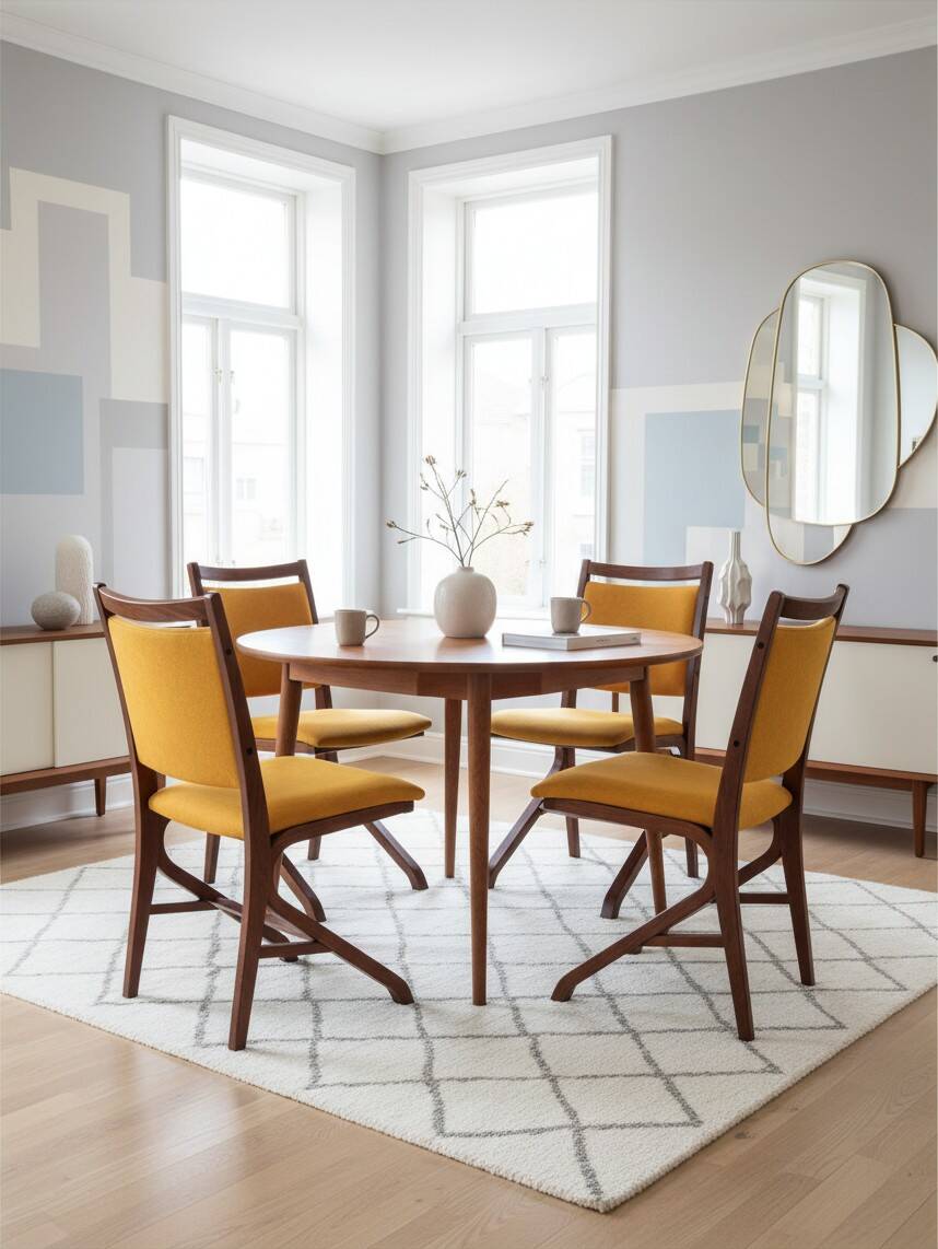 Set of 4 vintage saffron Scandinavian chairs