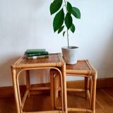 Vintage rattan nesting tables 1970