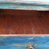 Blue wooden buffet with 2 drawers and 2 doors