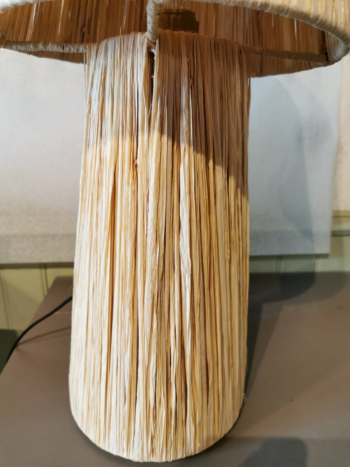 Large raffia lamp