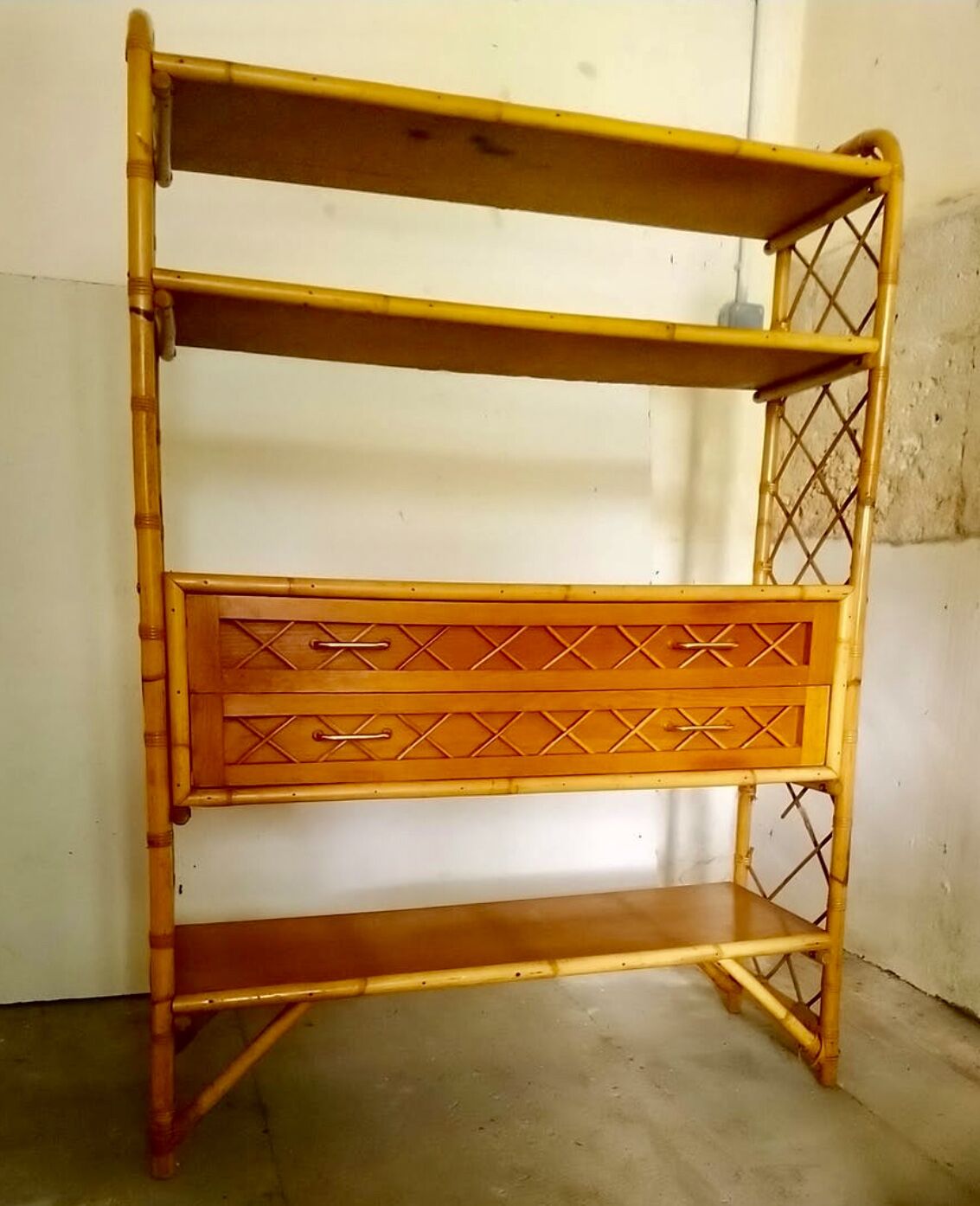 Vintage rattan library