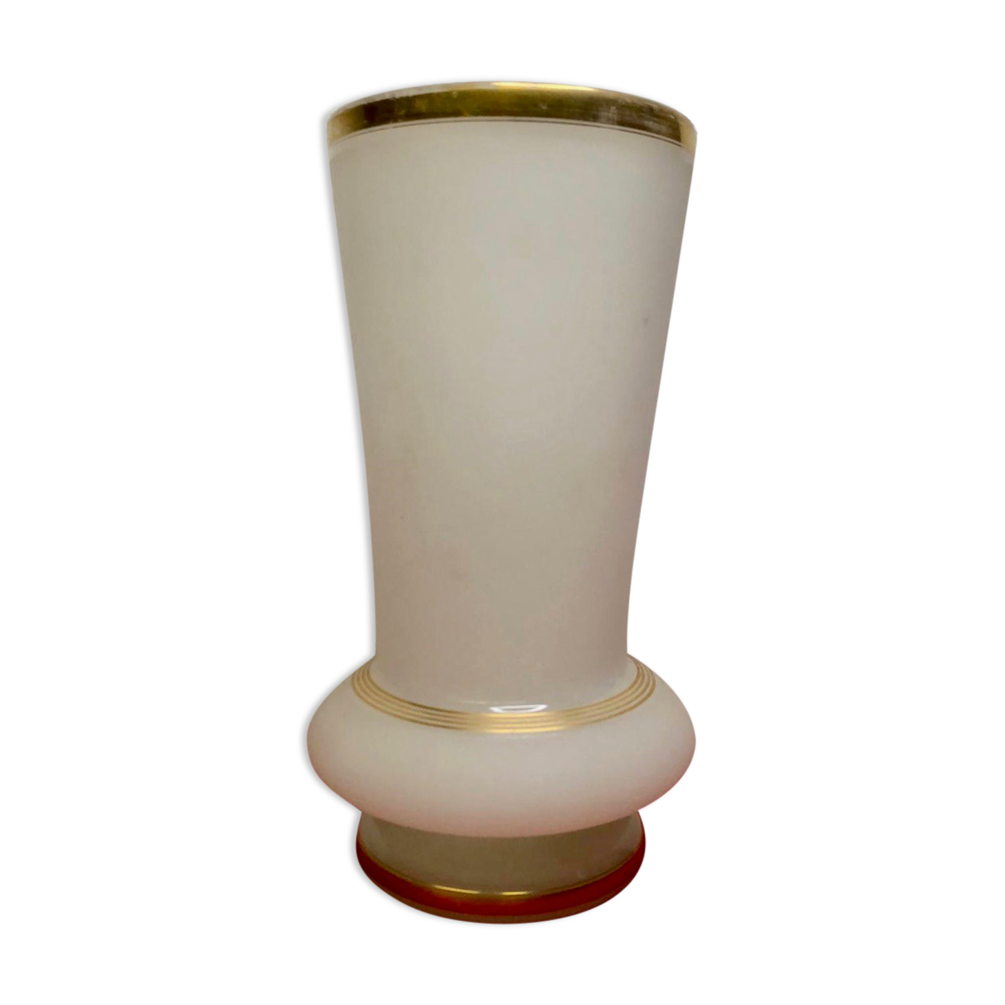 Old white and gold opaline vase