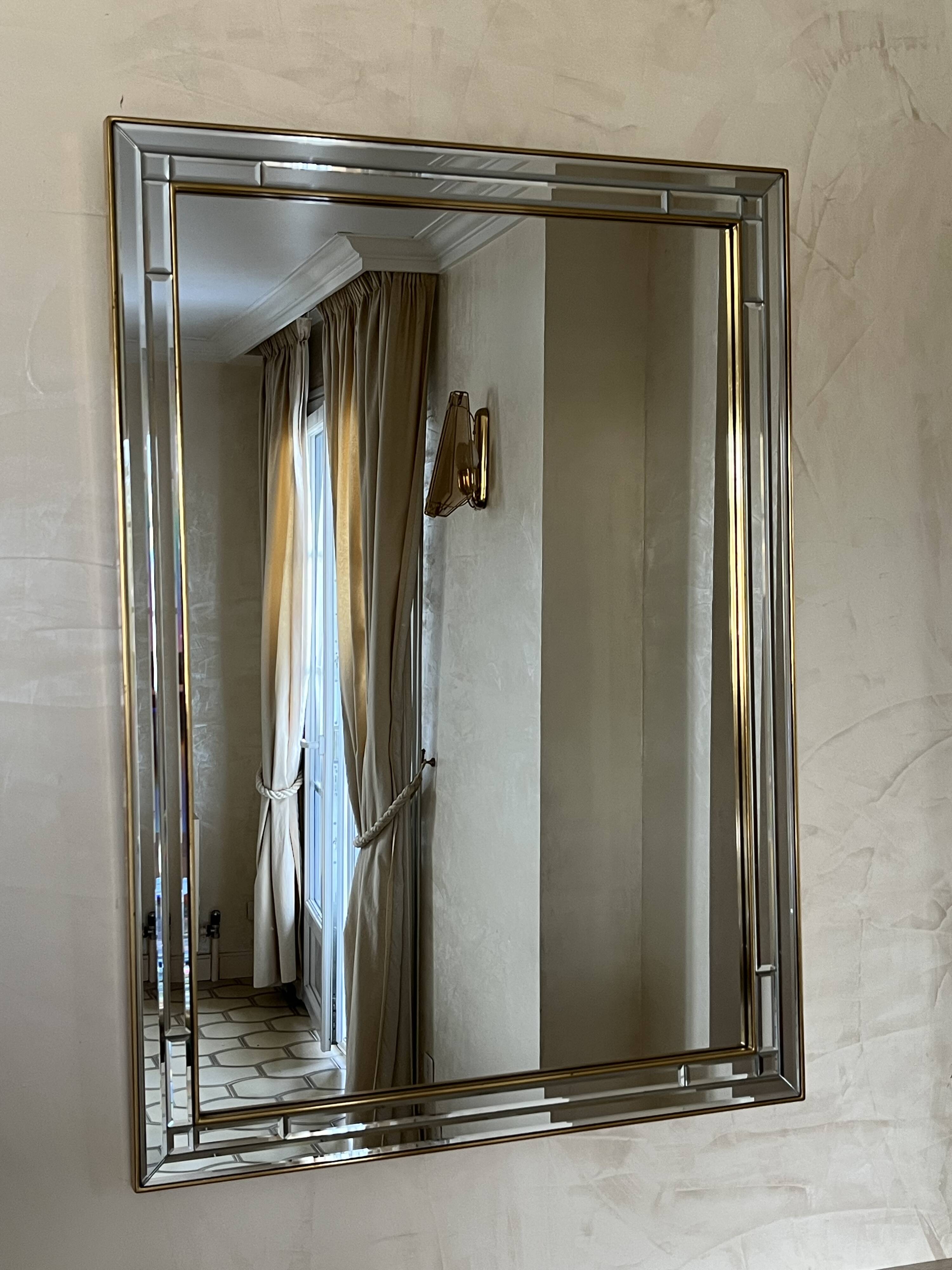 Miroir mural biseauté filet or