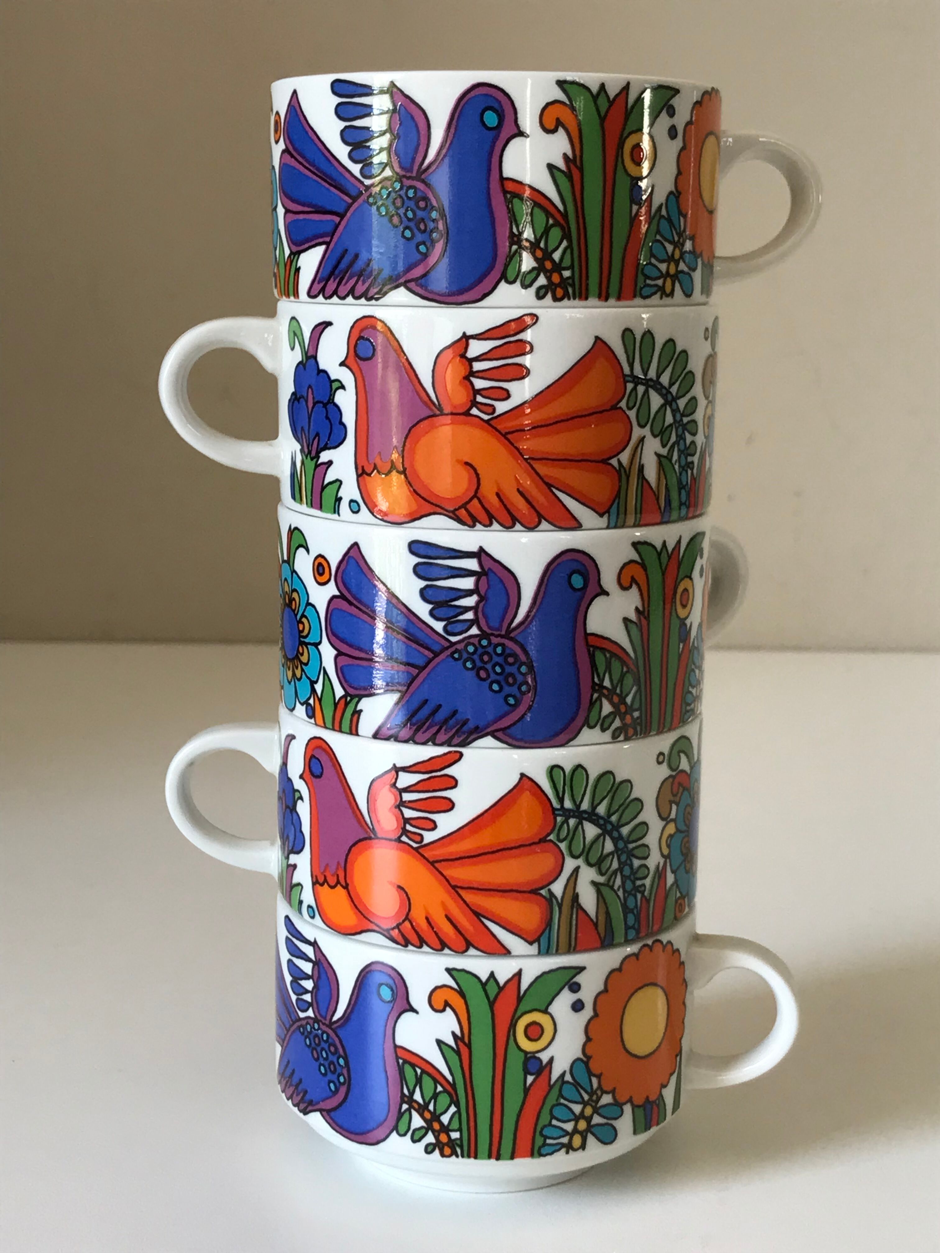 Set of 5 cups Acapulco vintage design 1970