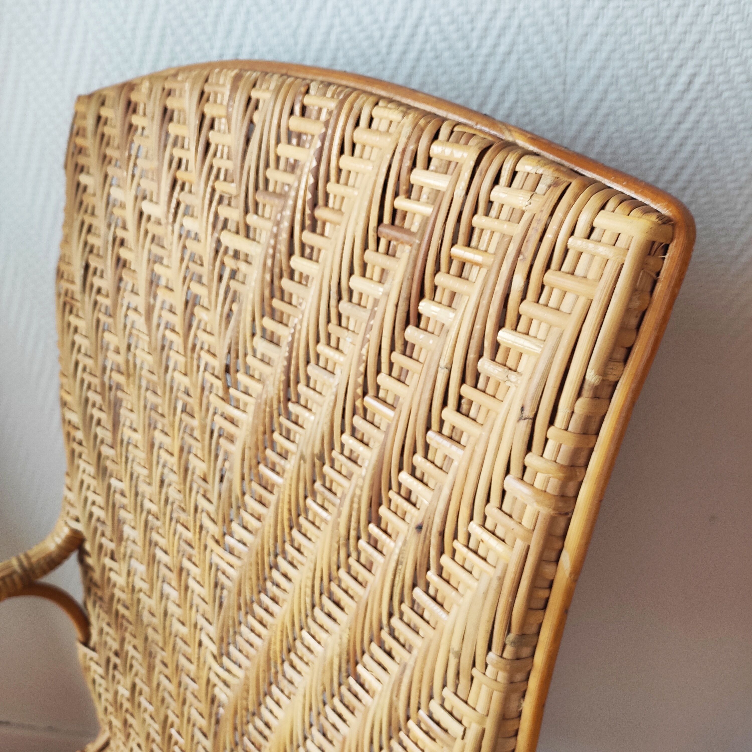 Pair of vintage rattan armchairs