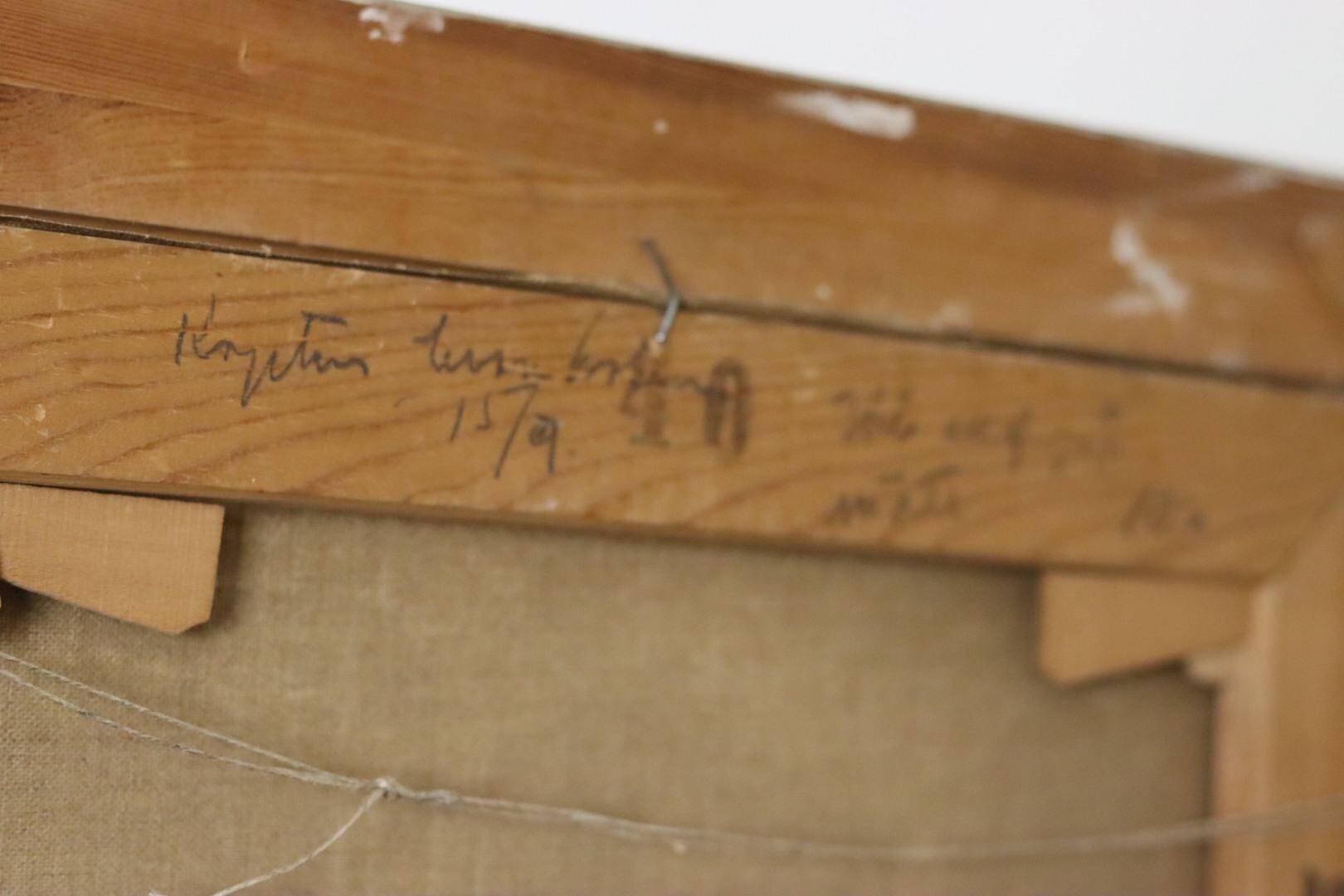 Original Swedish oil painting on canvas "Silent Houses" – vintage and framed