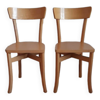 Lot de 2 chaises bistrot en bois clair