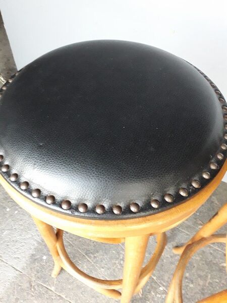 Paire 2 tabourets bistrot bar bois courbé st art deco