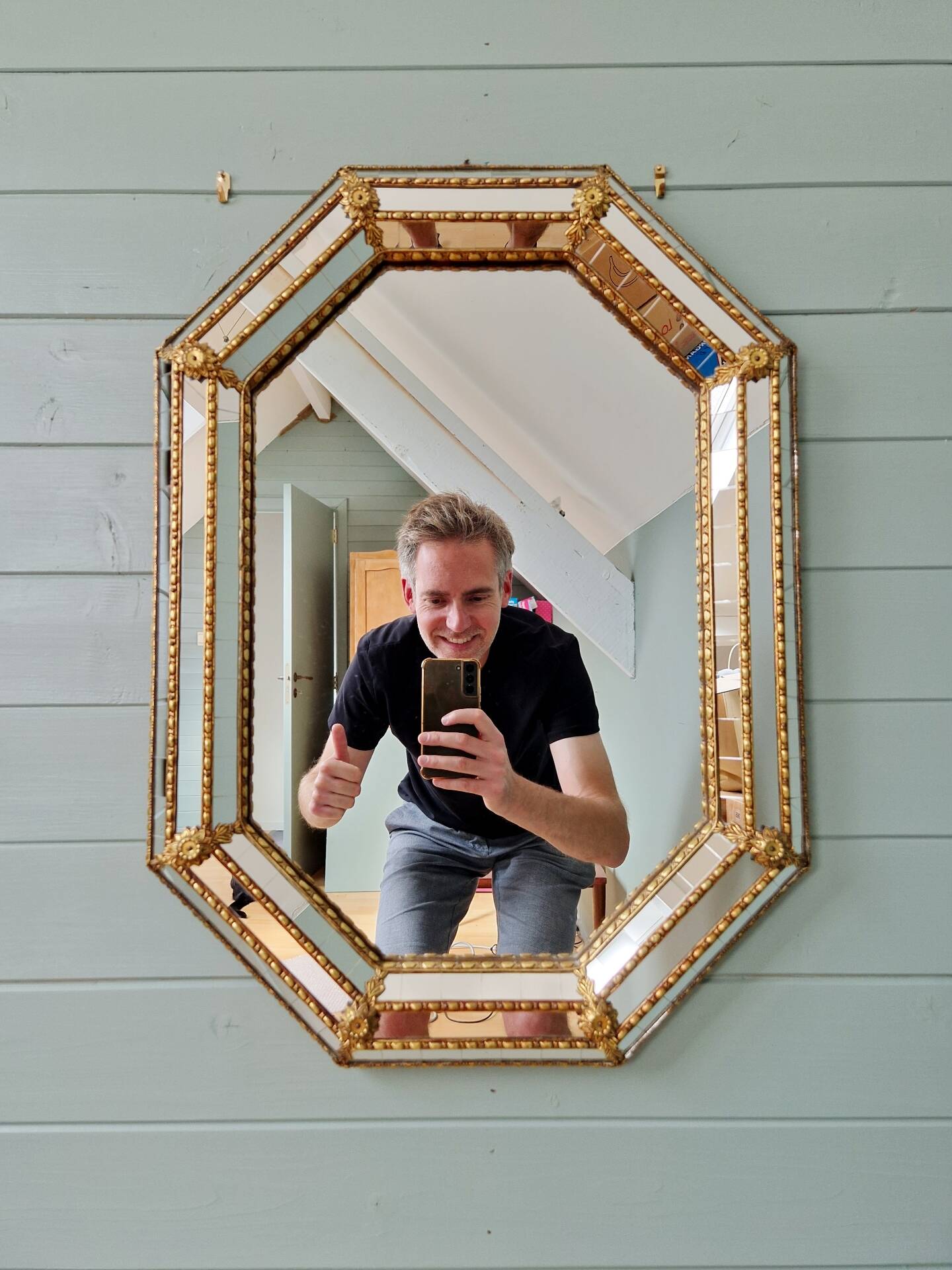 Venetian mirror with brass frames, 1970s-80s