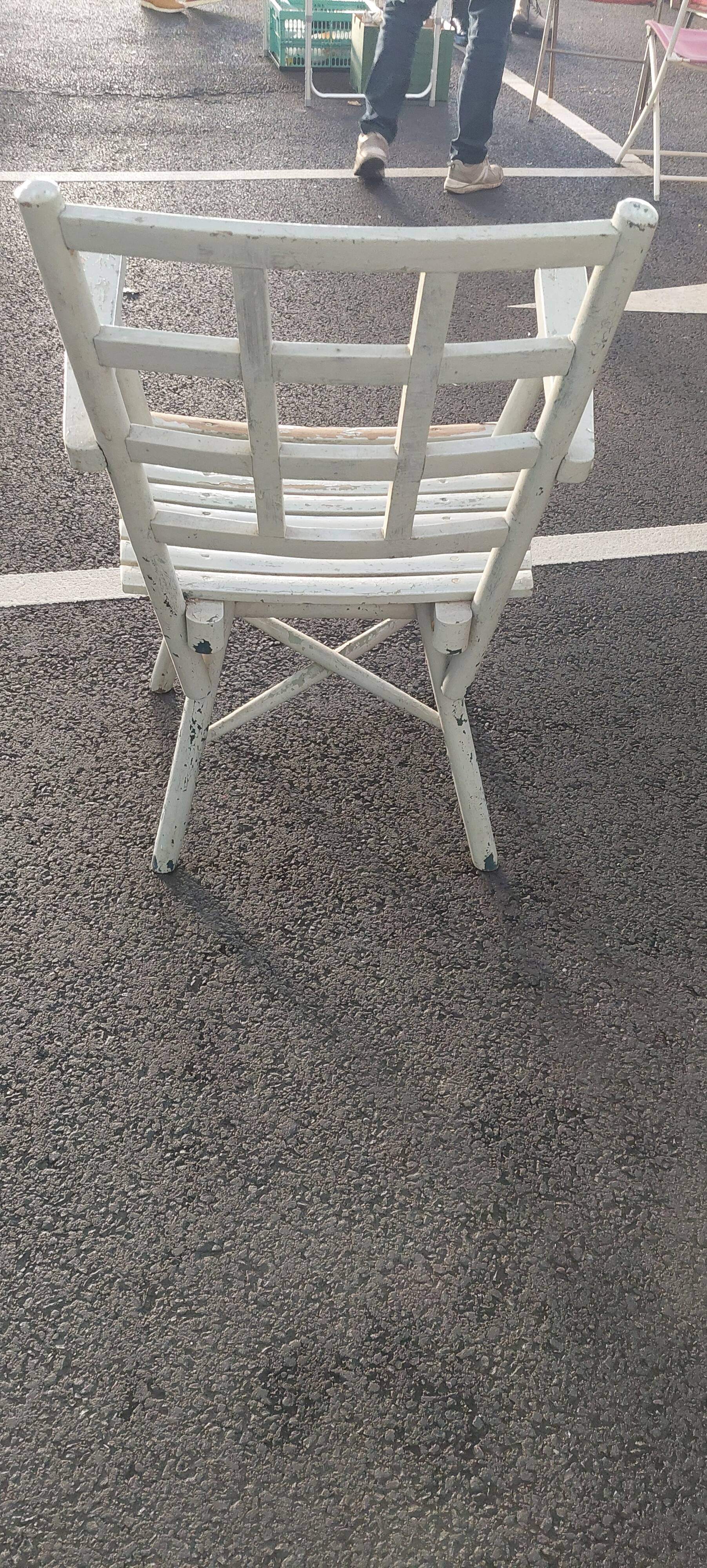 1960s whitewashed wood conservatory armchair