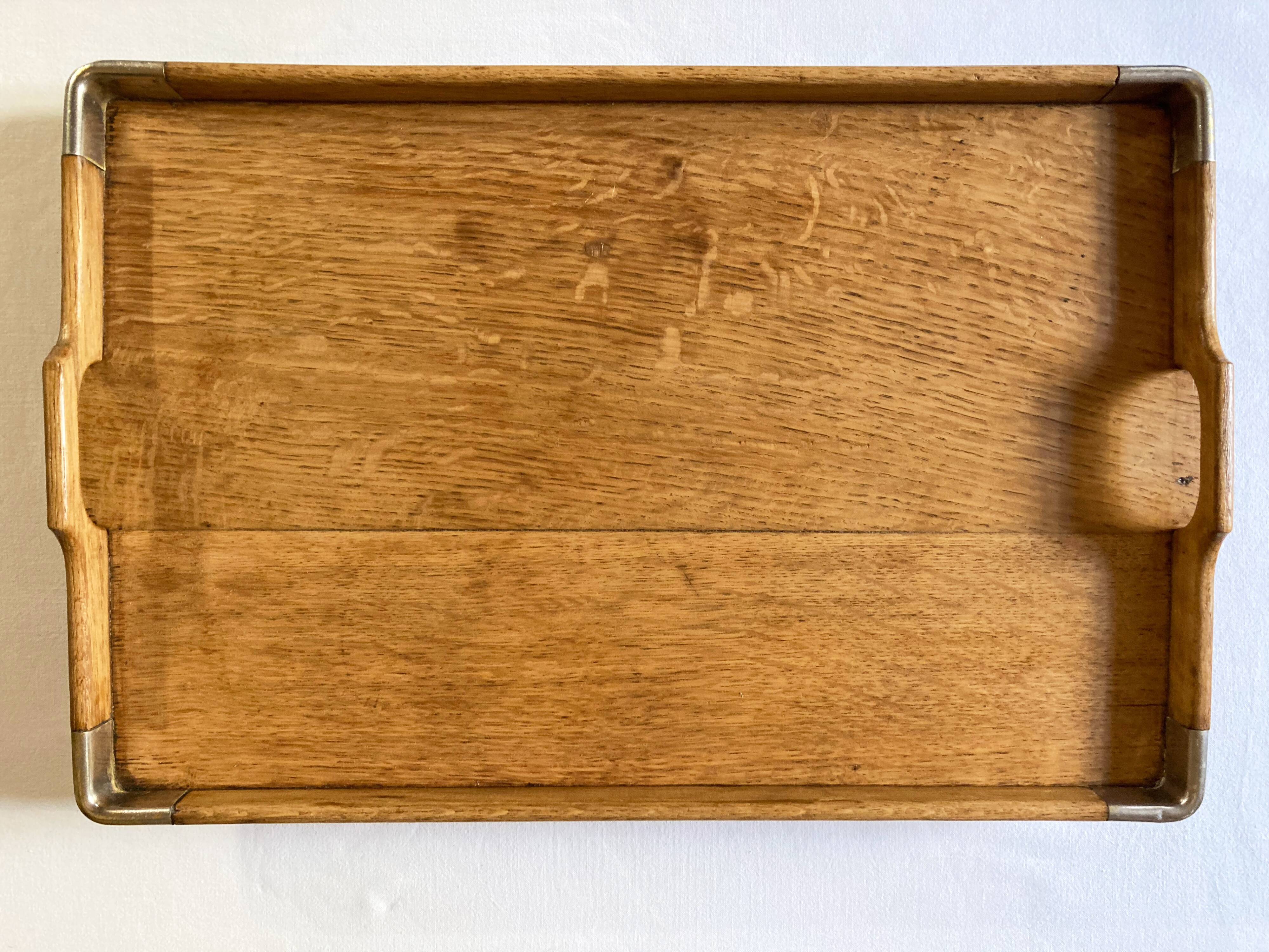 Old wooden and brass tray