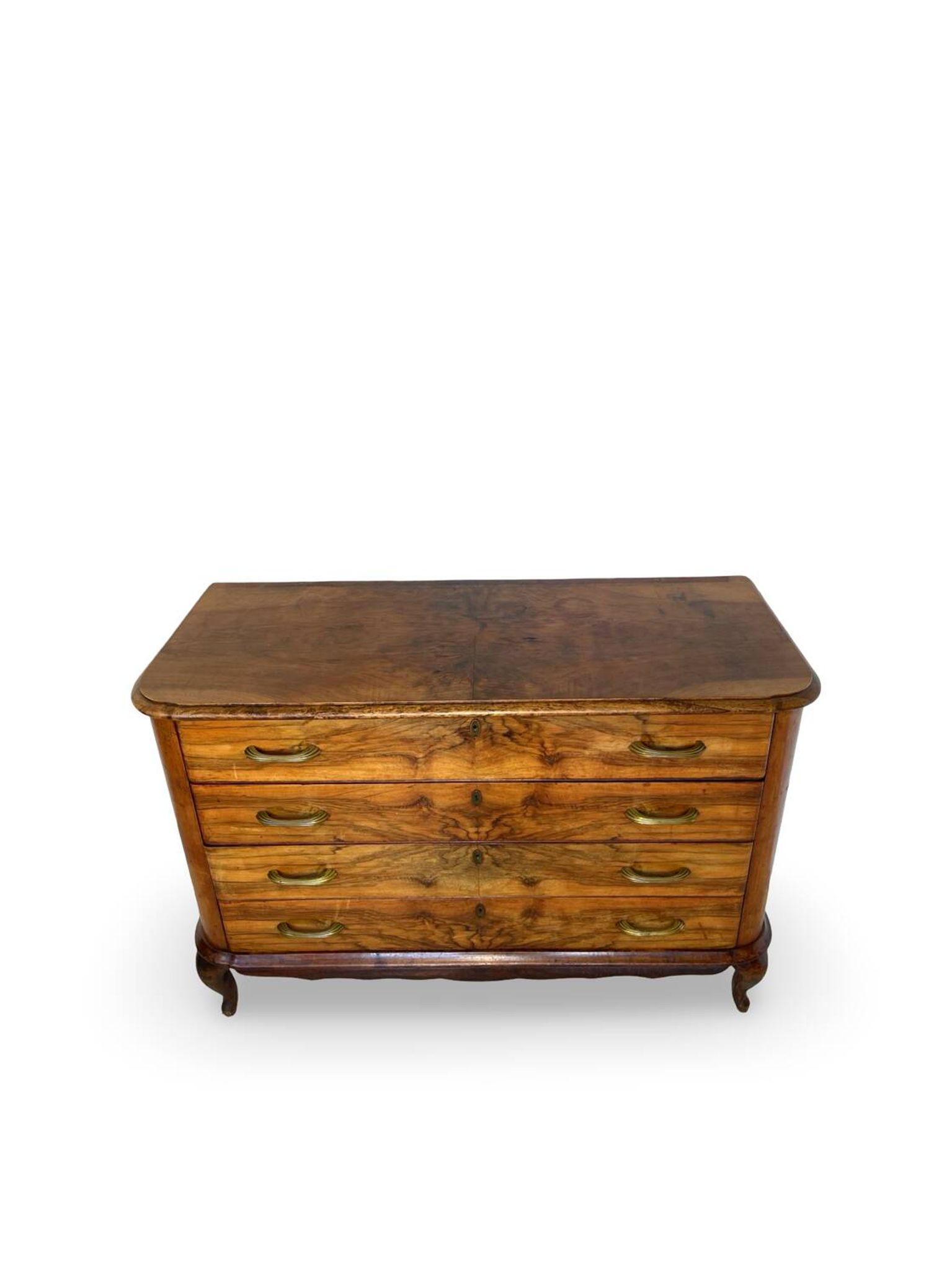 Italian art deco burl walnut chest of drawers, 1930s/1940s