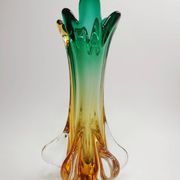 Artistic glass vase in green and amber shades – 1960s/70s