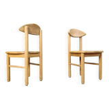 Vintage pine wood dining chairs - 1980s - set of 7